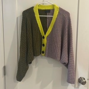 SPLIT COLOR BLOCK CARDIGAN